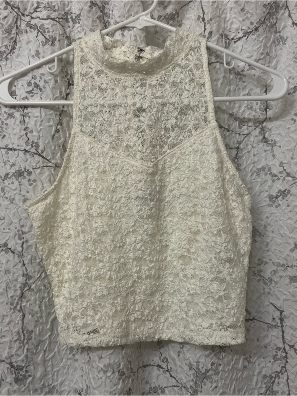 Abercrombie & Fitch Cream Lace High-Neck Size small
